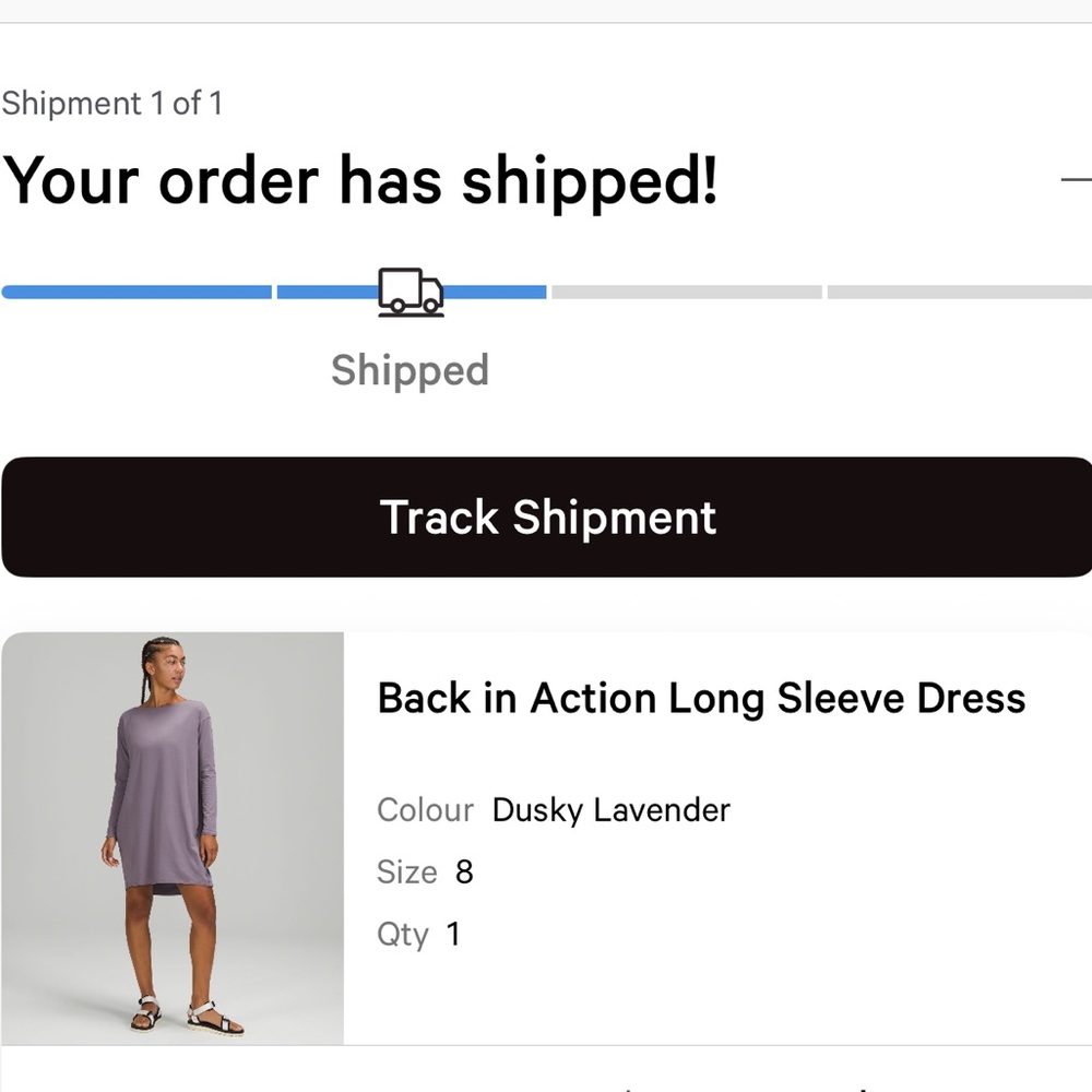 NWOT Lululemon Back In Action Long Sleeve Dress 8 Dusky Lavander
